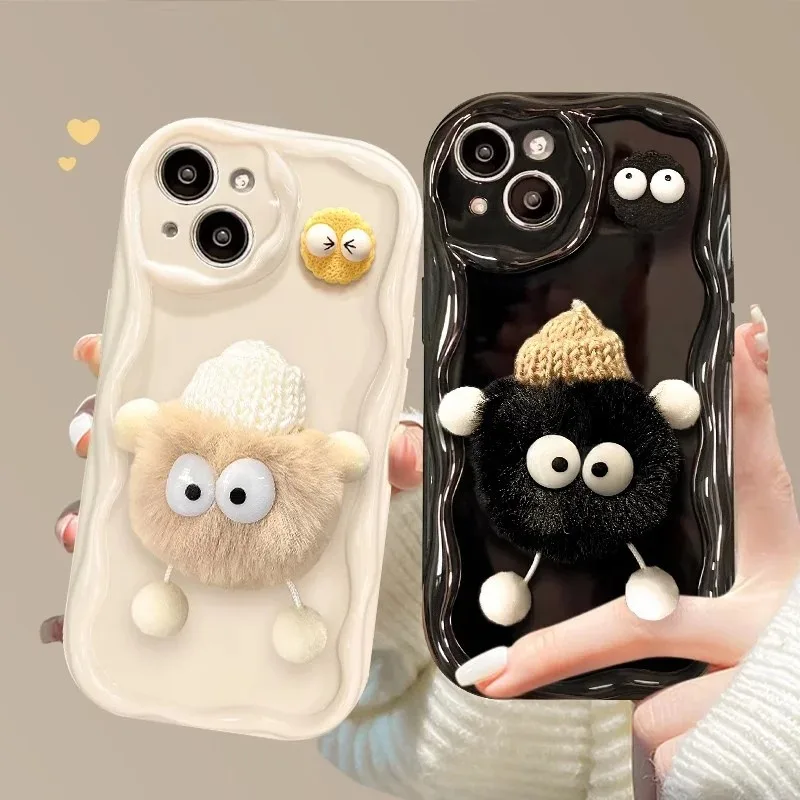 3D Fluffy Plush Briquettes Phone Case