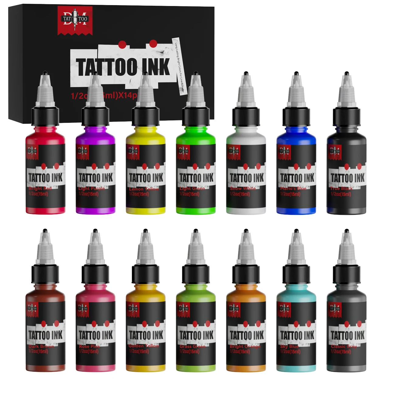 15ml 14Colors Body Art Tattoo Ink Pigment Professional Beauty Paints Makeup Tattoo Supplies Semi-permanent Supplies tattoo ink tattoo ink pigment