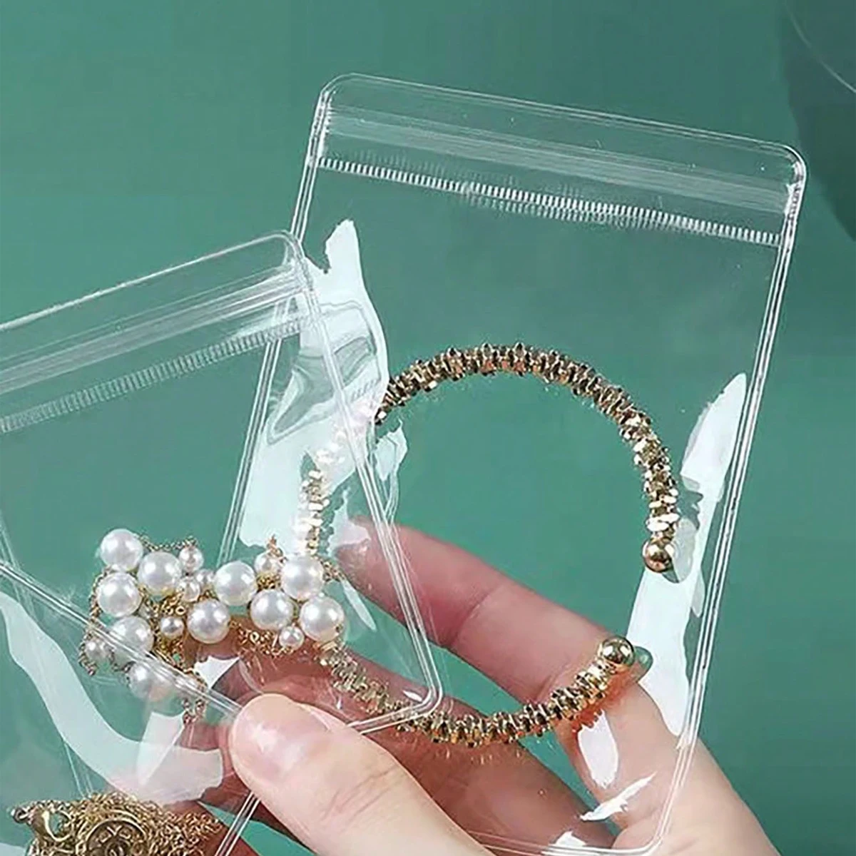 50pcs-Jewelry Storage Bag Transparent Dustproof