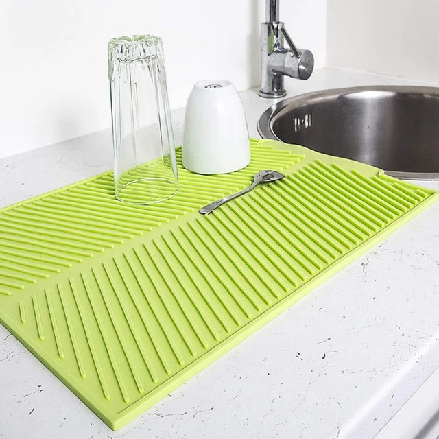 Haykey Silicone Drying Desk Mat,Easy Clean,Kitchen Mat for Counter and  Sink,Refrigerator and Drawer Liner 