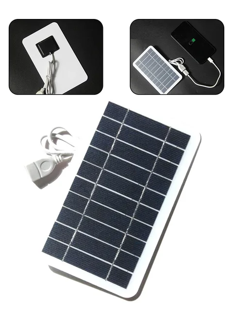 5V 5W Solar Panel Portable Solar Charging Pad With USB Safe Charging Stabilizer Battery Charger Outdoor Cell Phone Mobile Power 6