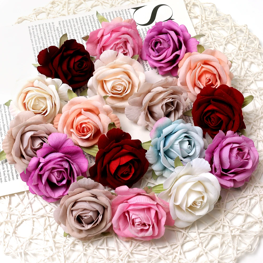 5PcsNewRoseArtificialFlowersHeadsHomeDecorHighQualityFake