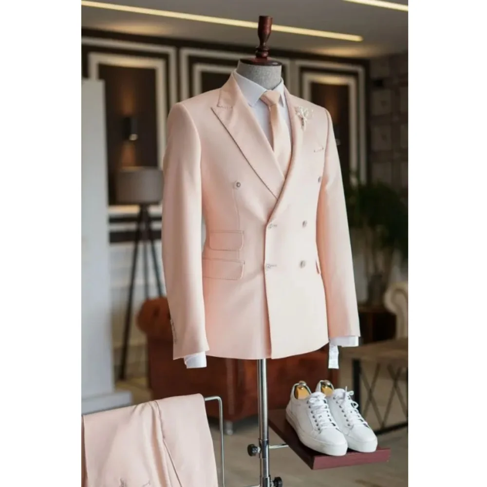 Men's suit with lapel double breasted custom wedding best man tuxedo PROM suit for men 3