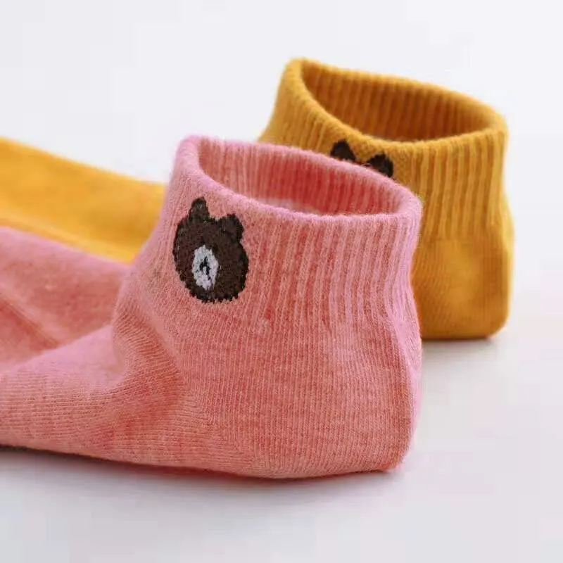 10/20/30 Pairs Women Low Tube Socks Set Cute Bear Pattern Fashion Breathable For Female Casual Style Comfortable Socks