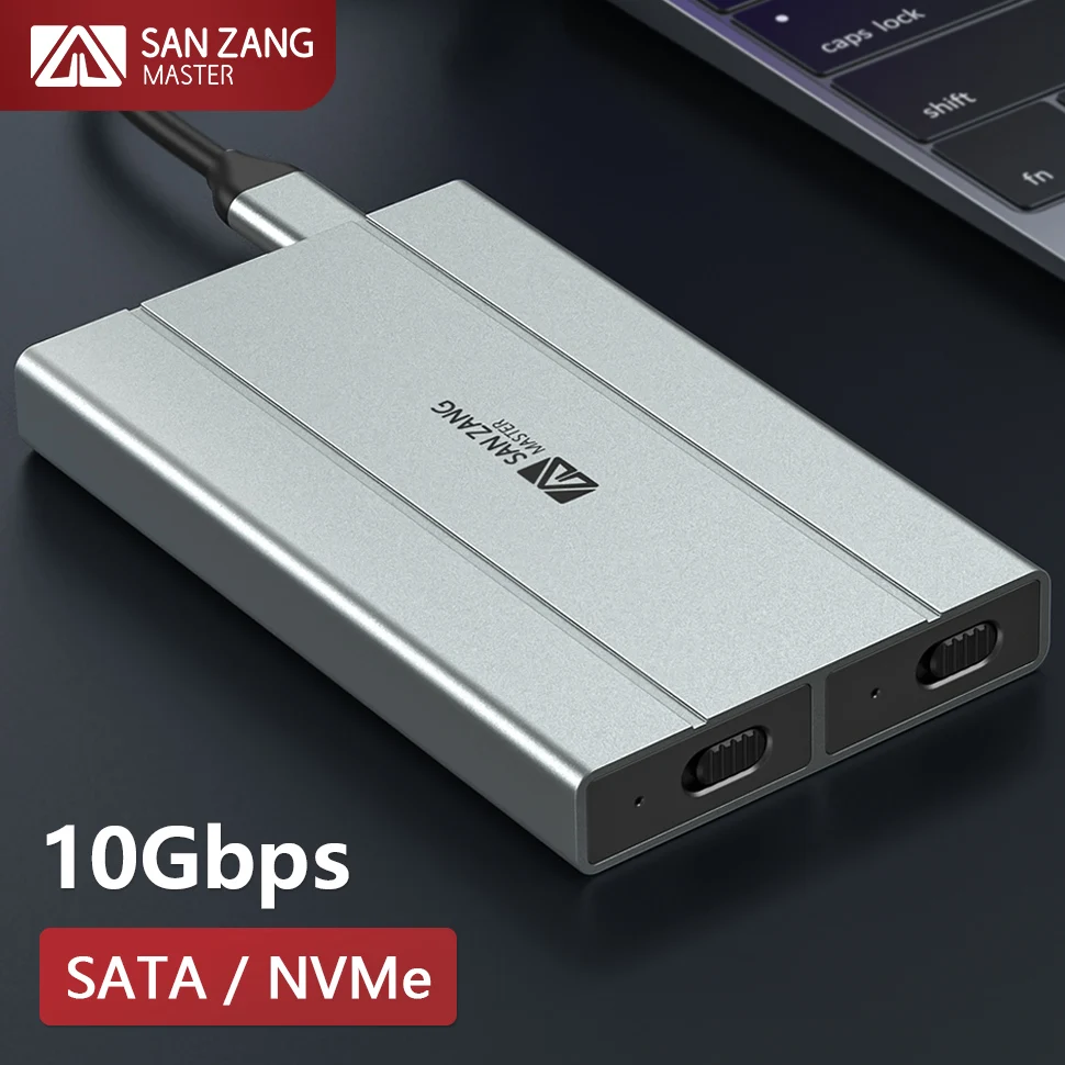 

SANZANG Dual Port M.2 NGFF NVMe SSD Enclosure USB 3.0 Type C External Case Hard Disk Drive Chest Housing HDD Storage Box for PC