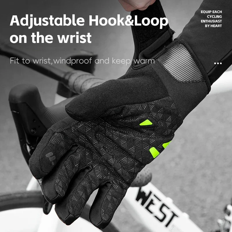 WEST BIKING Winter Men Cycling Gloves Full Finger Non-Slip Touch Screen MTB Road Bike Water Repellent Gloves Thermal Sport Gear 4