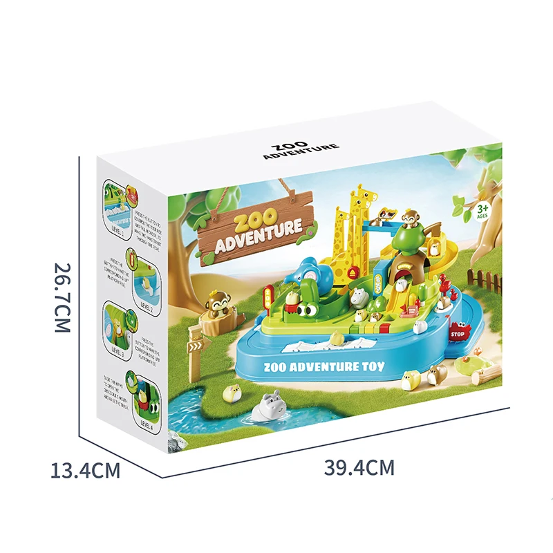 Animal Racing Rail Car Model Table Games Children Adventure Board Game Brain Mechanical Interactive Kids Educational Toys Gifts