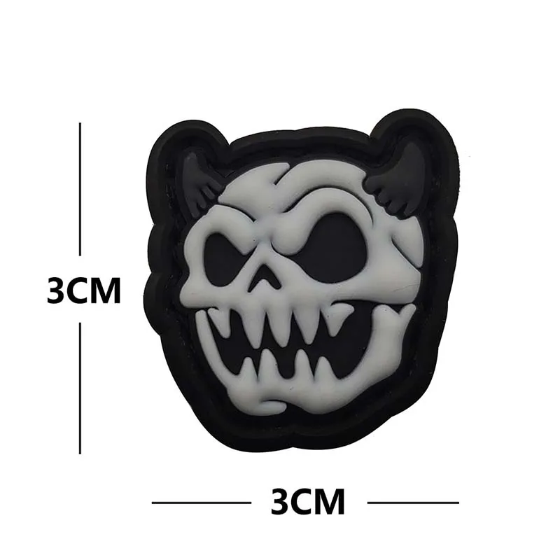 3CM/3D PVC Gummi Mini Taktische Rucksack Patches, Lustige Kürbis Schädel, Dinosaurier Fossil Haken und Schleife Abzeichen Aufkleber, Morale Patch – Detail 8