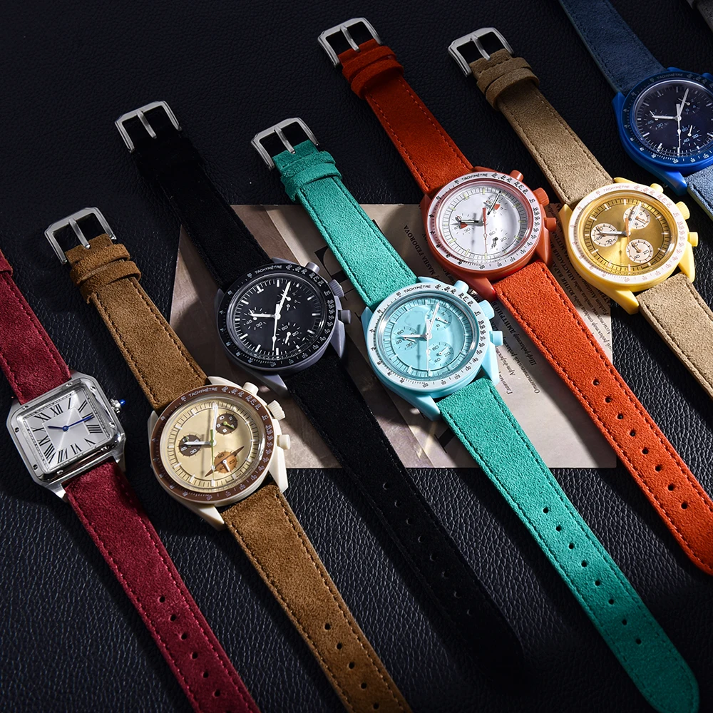 Vintage Suede Leather Quick Release Watch Strap - Handmade Wrist Band, Multiple Sizes