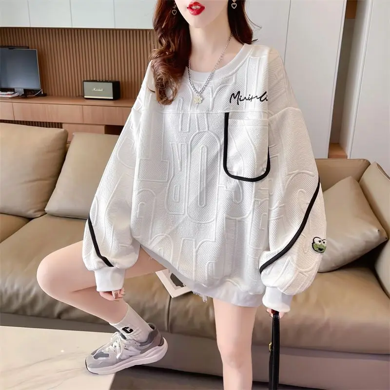 Pocket Korean-style Sweat Women's Early Spring 2023 Thin Hat-free Loose Styline Casual All-match Women's Clothes Trendy
