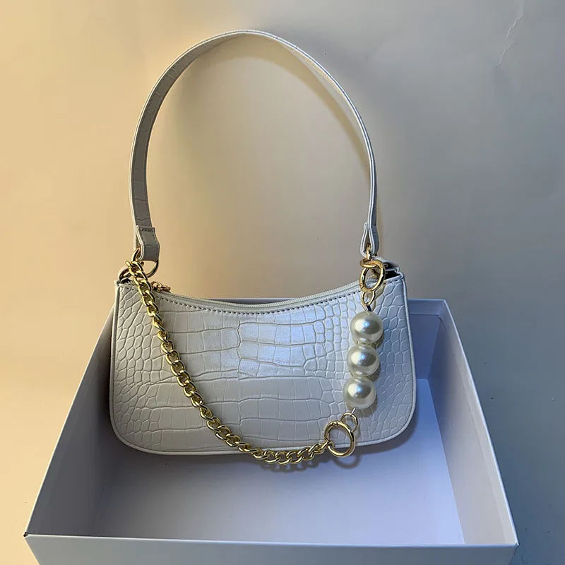Petscog Vintage Women's Shoulder Bags 2022 Pearl Chain Strap