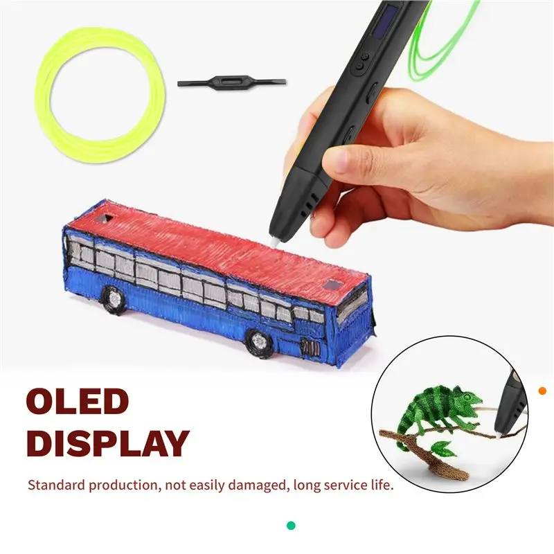A42Z-RP800A 3D 펜 스크리블 펜 OLED 디스플레이 3D 프린팅 펜 (낙서 및 제작용 PLA 필라멘트 포함)