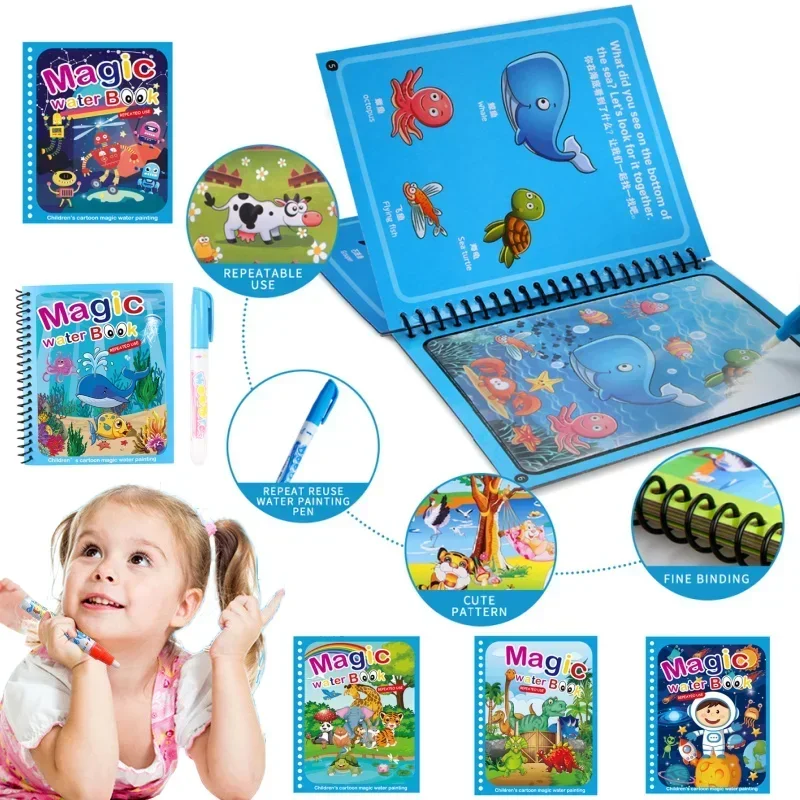 Magic Water Book with Pen Children Drawing Coloring Books for Kids 2 To 4 Years Old Learning  Education Toy Baby Montessori Toys 2