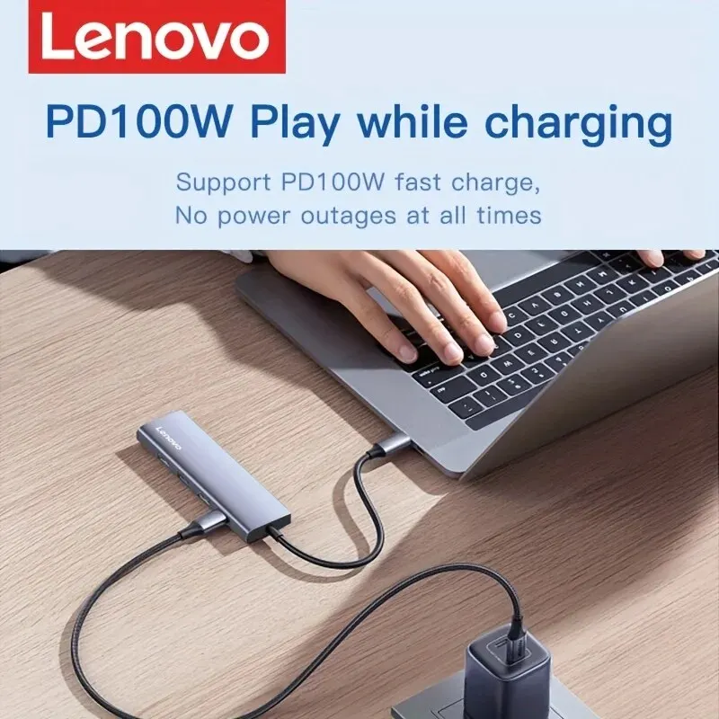 Usb hub adapter Lenovo 5 in 1 USB C Hub 4K HDMI 100W Power Delivery 3 USB-A Data Ports Multiport Adapter MacBook Pro/Air