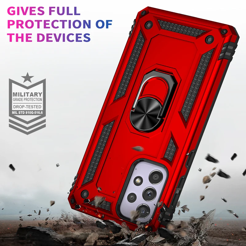 Durable Shockproof Armor Metal Ring Phone Case Cover