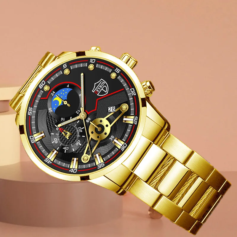 2022 Men Watch Top Luxury Brand Quartz Mens Watches Chronograph Gold Reloj Hombre Sport Wristwatch Man Relogio Masculino