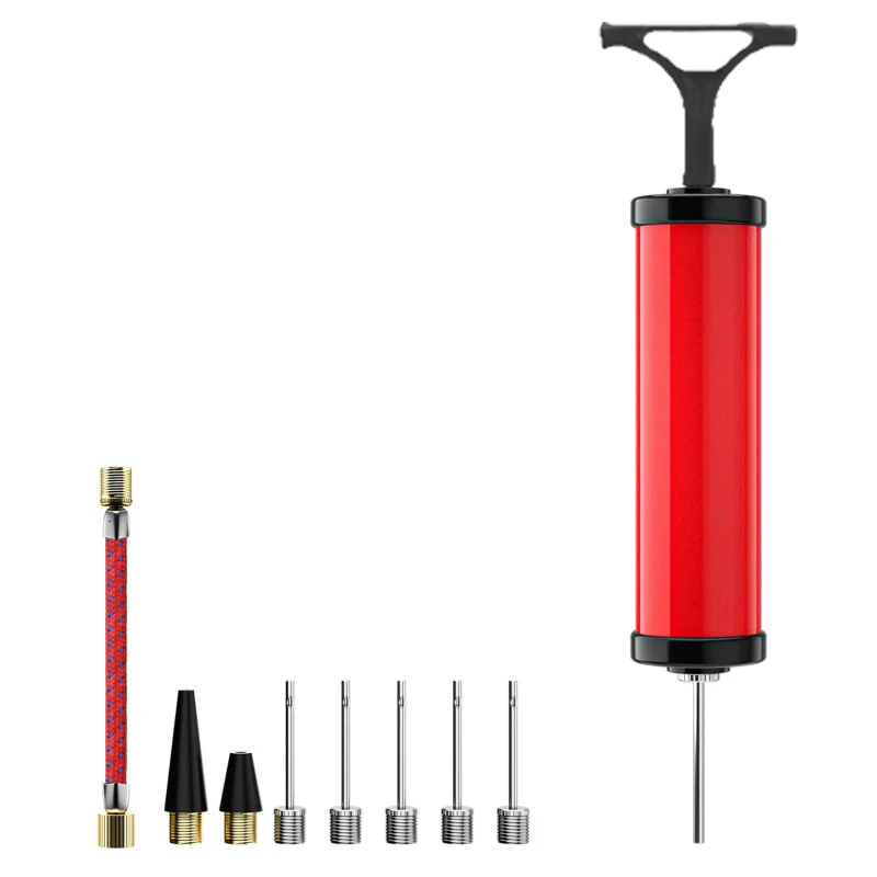 Ball pump 9pcs Ball Pump Set Flexible Hose Volleyball Football Basketball With Needle Hand Air Pump Durable Balloon Ball Inflator Portable