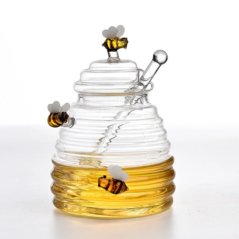 

Modern Household Transparent Glass Honey Jar with Lid Candy Storage Jar Nut Jam Jar Kitchen Seasoning Food Jar Glass Container