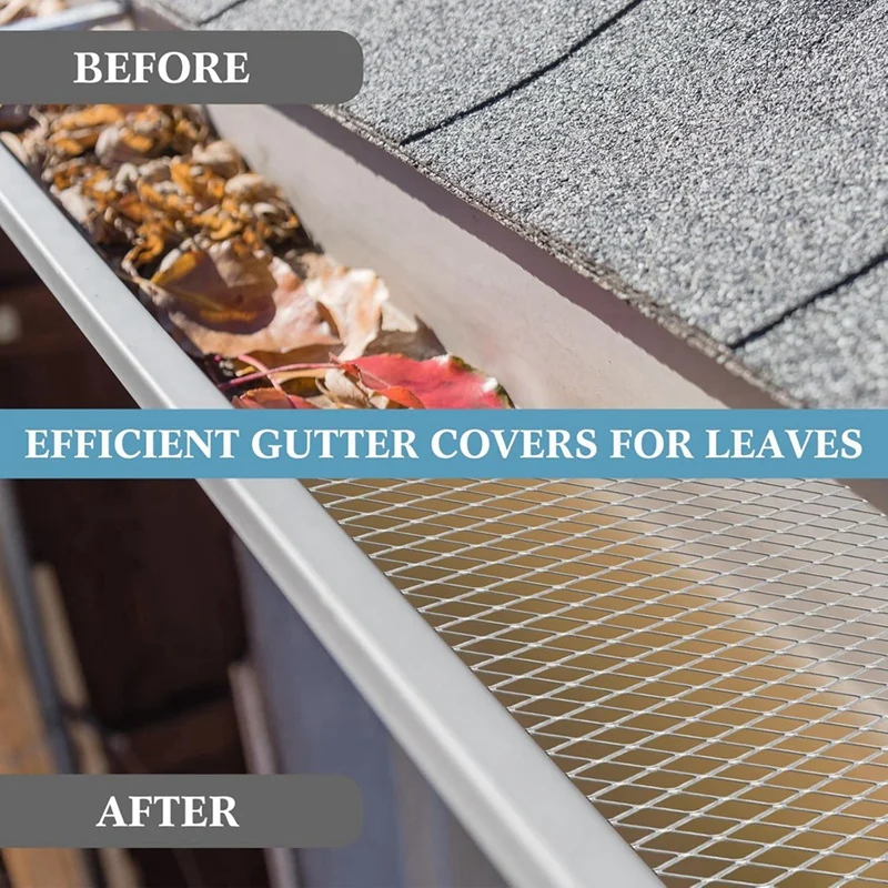 X18A-Gutter Guard Mesh Filter Gutter Cover DIY Gutter Screen Protection Netting Roll With 10 Fixed Cable Tie For Leaves
