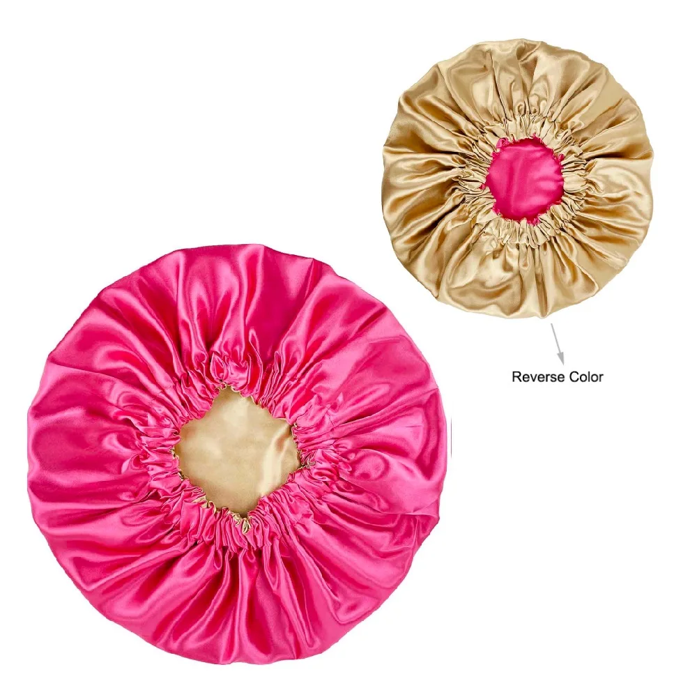 New Extra Large Satin Lined Bonnet Women Big Size Beauty Print Satin Silk Bonnet Sleep Night Cap Head Cover Bonnet Hat Wholesale