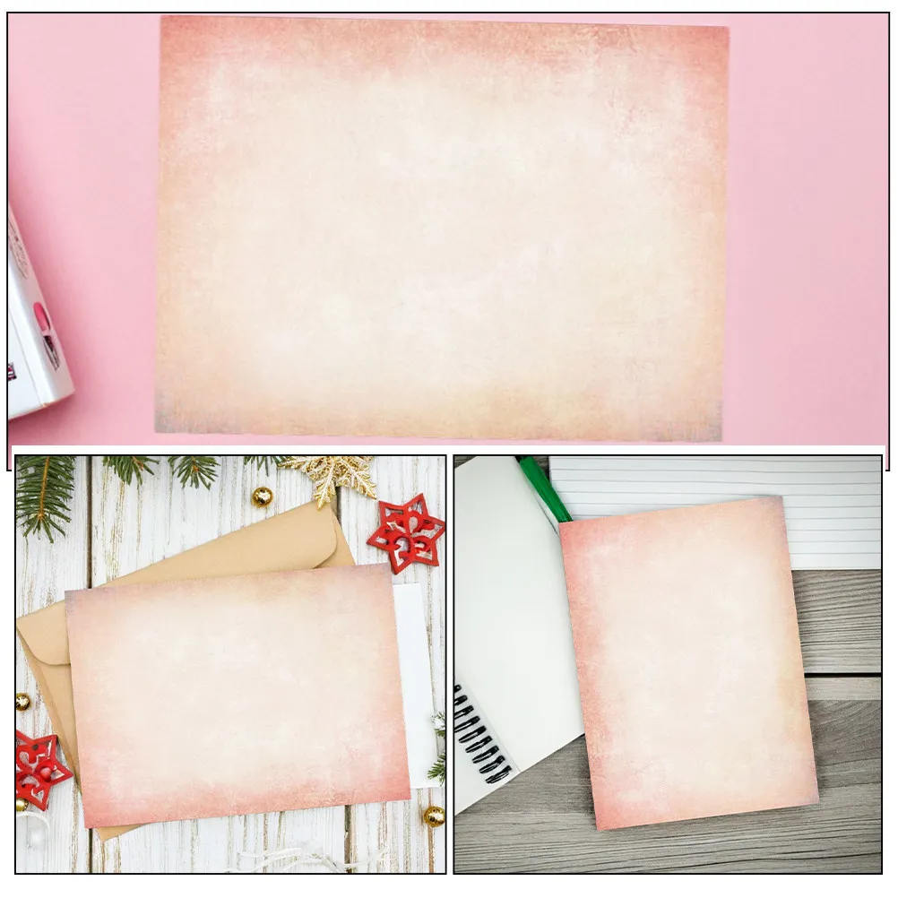 60Pcs 빈티지 편지 쓰기 용지 DIY 양면 A4 인쇄 가능 레트로 문구 초대장 공지 결혼식 카드