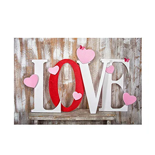 רקע דגל עם נושא וינטאג' ליום האהבה, דפוס לב ורוד מודפס באיכות גבוהה בצורת רקע לצילום