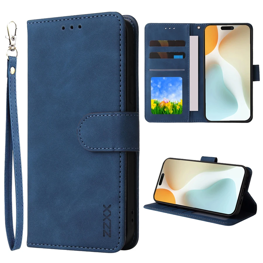 ZZXX Magnetic Flip Leather Wallet Case with Card Slot, Photo Frame, and Kickstand