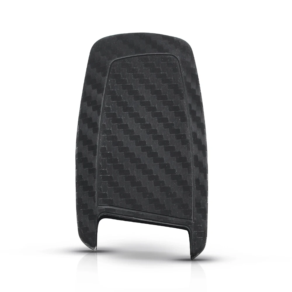 Carbon Fiber Silicone Car Key Case Fob Cover