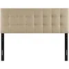 Tufted Linen Fabric Upholstered Queen Headboard in Beige 4