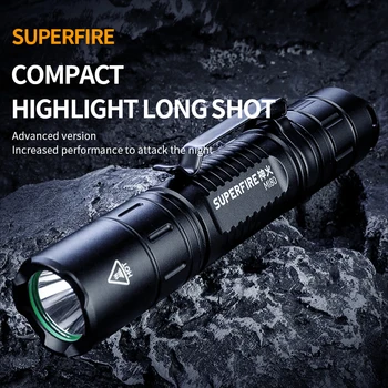 SuperFire MI80 휴대용 LED 손전등, 매우 밝은 EDC 토치, 160m 장거리 알루미늄 합금 캠핑 야외 낚시 랜턴