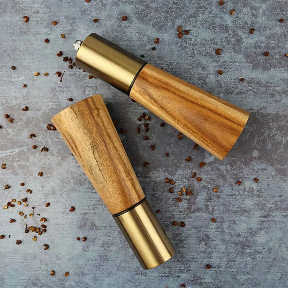 Salt and Pepper Grinder 1/2pcs Kitchen Tools Metal Acacia Wood Pepper Mill Stainless Steel/wood Spice Bottle