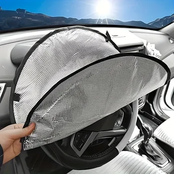 Coprivolante per auto Volante per auto Parasole Doppio spessore Protezione solare Pieghevole Protezione solare anti-uv Forniture per auto Argento