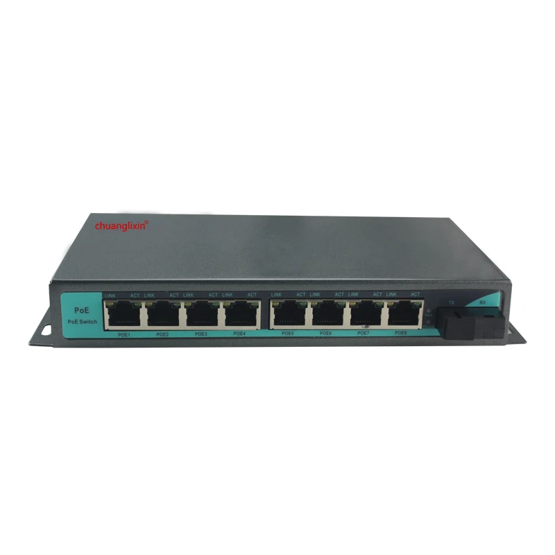 10/100M 1 fiber 8 ethernet Single model single POE fiber transceiver 8 port POE power supply network switch