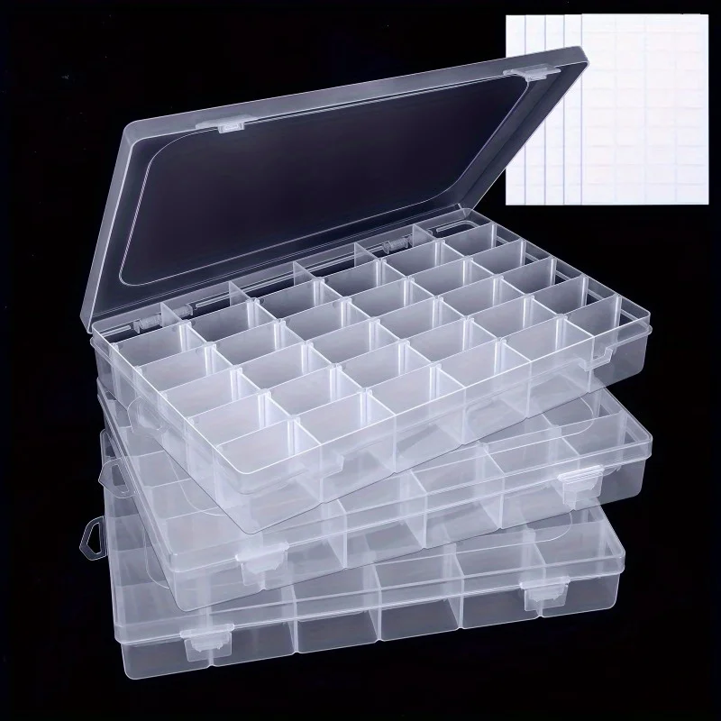 36 Compartments Plastic Craft Storage Box, Adjustable Compartment Jewelry Storage, Storage Box With Detachable Divider And Lid, 5