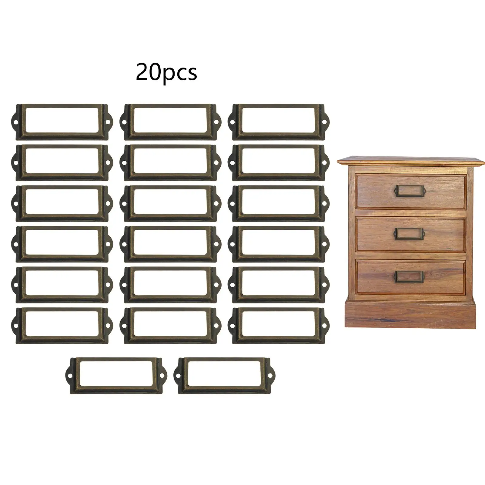 20x Office File Label Holder, Metal Frame Handle, Drawer Tag Pull Name Card Tag Hardware Accessories - 2