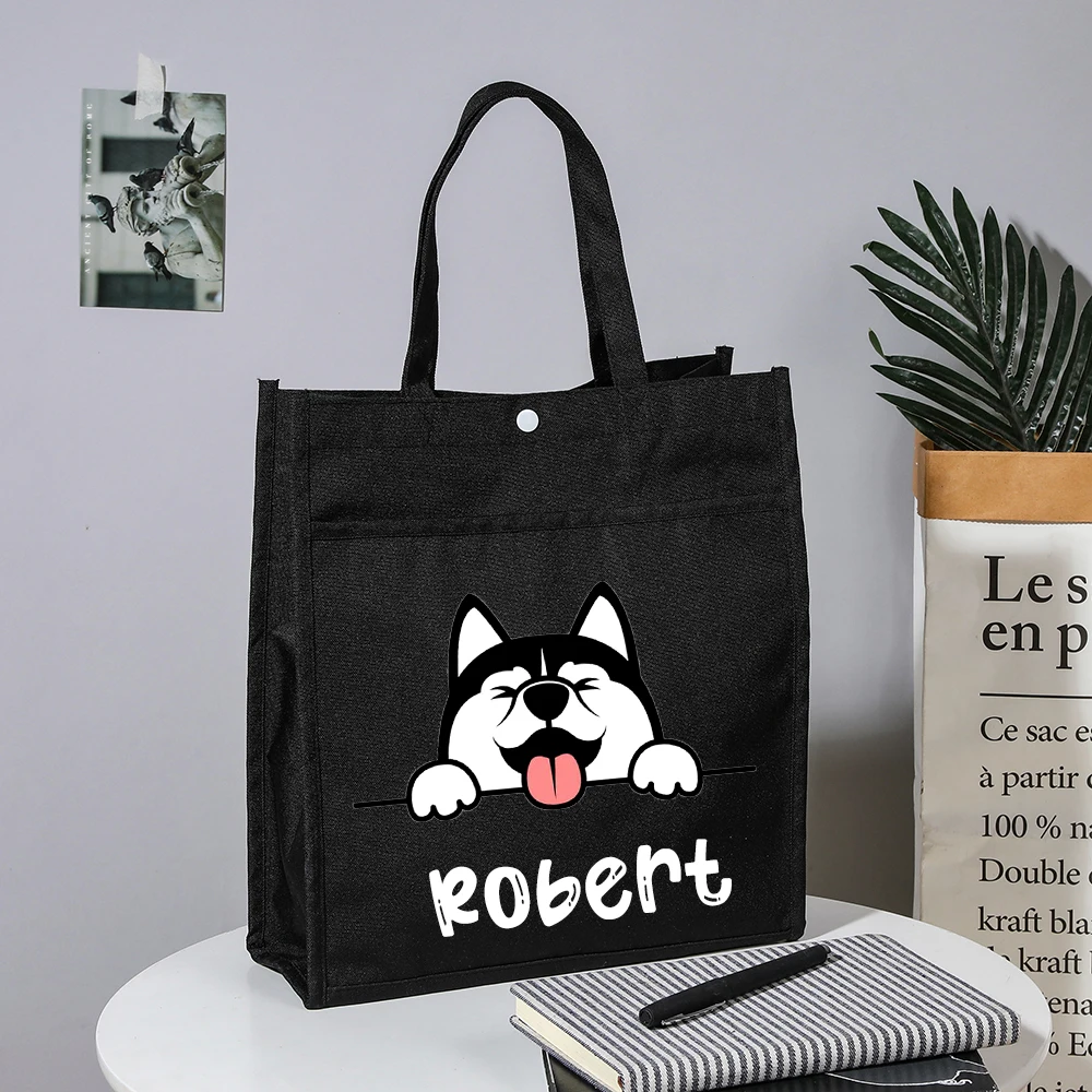 Personalized Kids Library Tote Bags Homeschool Custom Animal with Name School Bag Kids Birthday Gifts Toddler Reading Books Bag