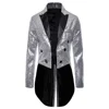 Shiny Gold Sequins Glitter Tailcoat Suit Jacket Male Double Breasted Wedding Groom Tuxedo Blazer Men Party Stage Prom Costume 3