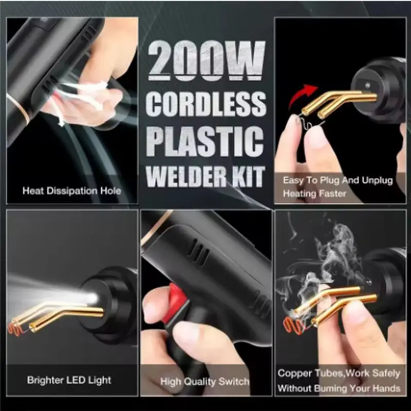 B14C 200W 5000Ahm 핫 스테이플러 플라스틱 자동차 범퍼 수리 키트 납땜 용접기 플라스틱 용접 도구 키트