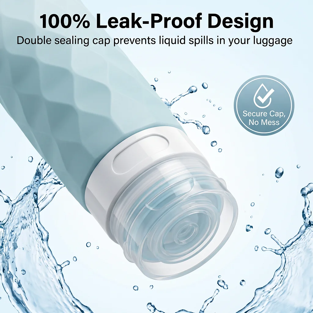 Leak-Proof Silicone Travel Toiletry Bottle Set for Skincare and Cosmetics