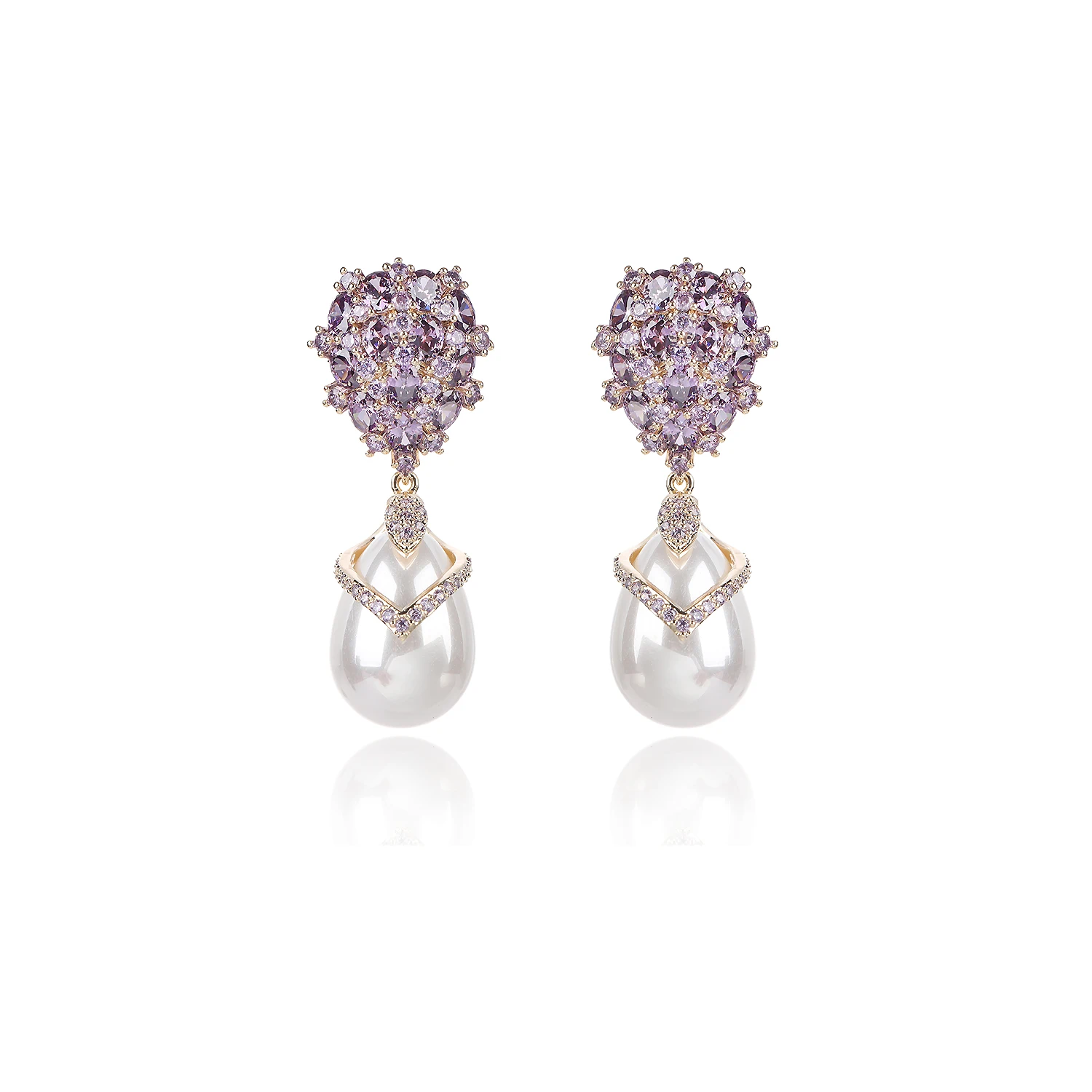 

Popular Cubic Zircon Drop Earrings for Wedding, Pearl Earring for Bride, Women Girl Gift Spring Jewelry Accessories CE11833