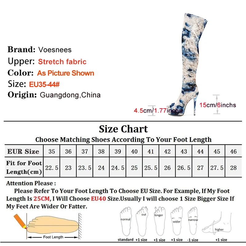 15CM Super High Heel Sexy Night Club Stage Shoes Women Stretch fabric Mixed color Thigh-high Boots Over-the-knee Platform Boots