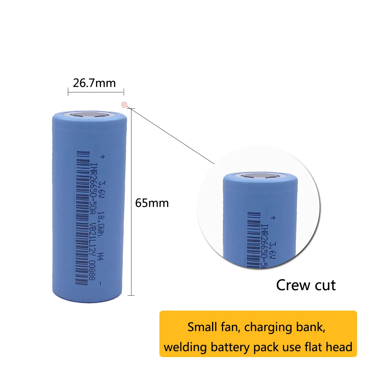 26650 Batteria Ricaricabile, 26650 Batteria Al Litio, 3.6V 5000Ma 26650-50A Adatta Per Torcia Elettrica