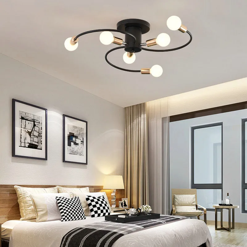 

Nordic Creative Revolving Living Room Bedroom Iron Lighting Fixture LED Lamp Indoor Decoration E27 Chandelier