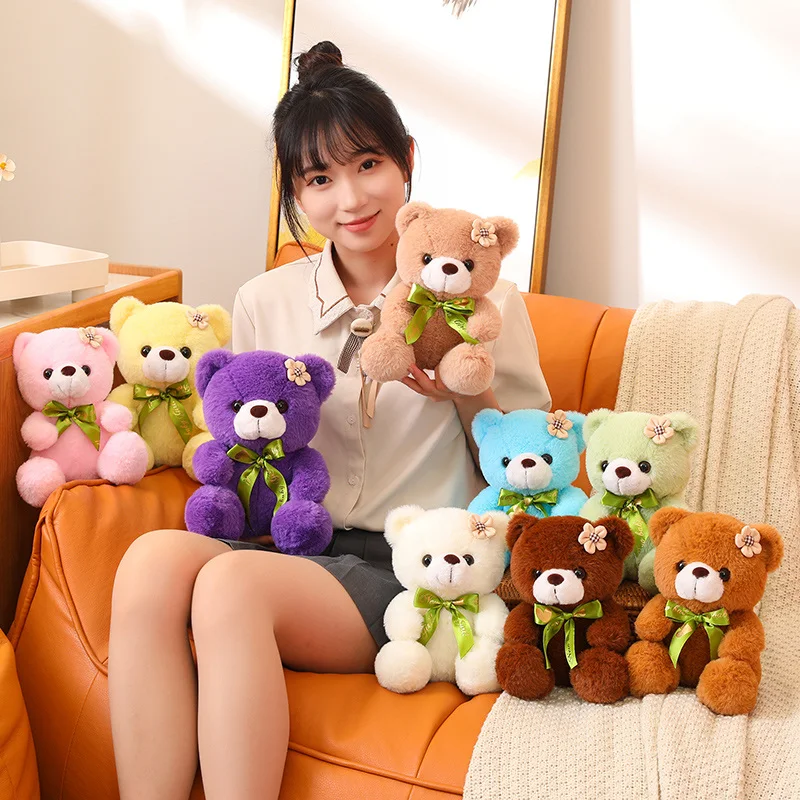 

Colorful Sitting Posture Bear Plush Doll Small Fresh Flower Teddy Bear Doll Kawaii Room And Window Decor Birthday And Xmas Gifts