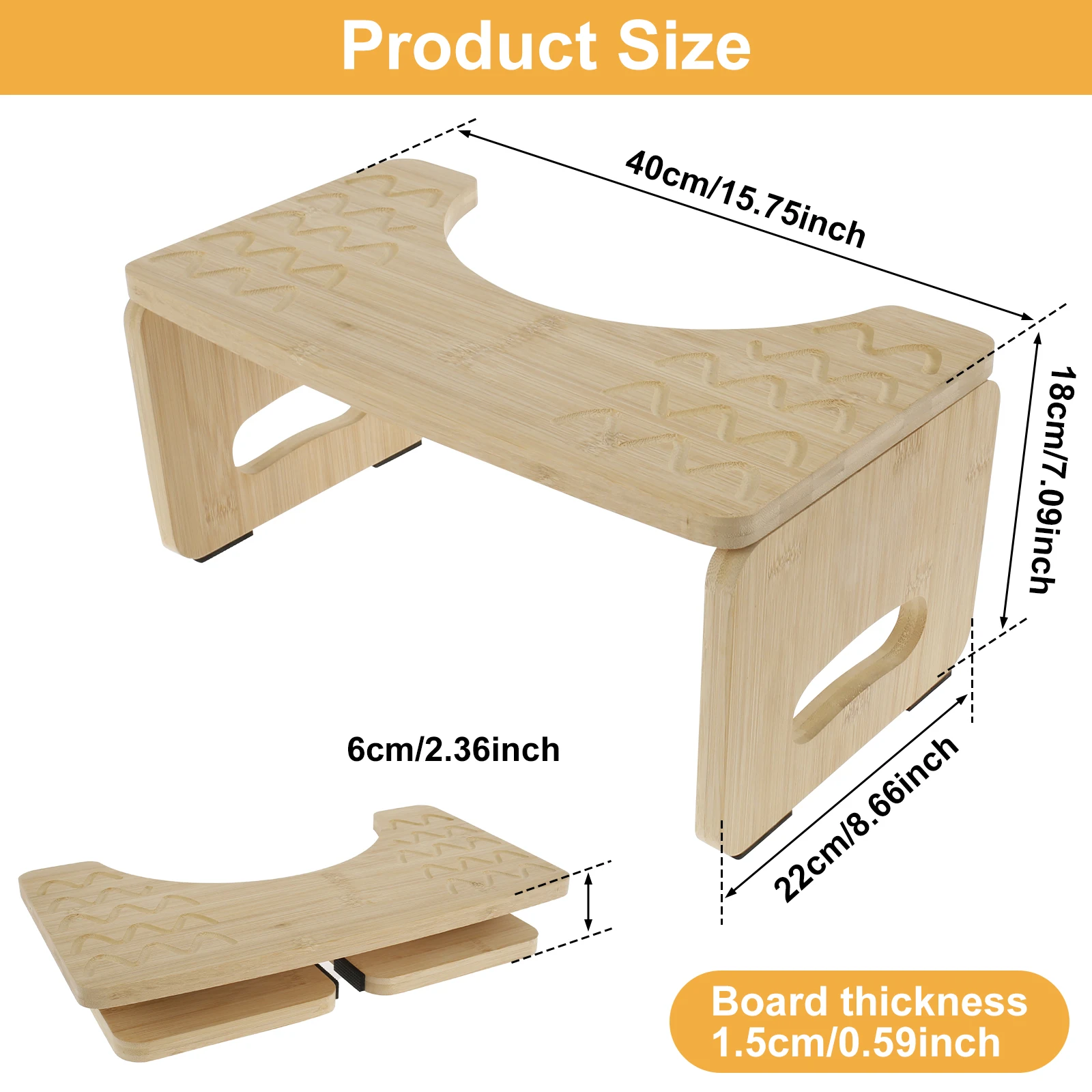 Toilet Footstool Bamboo Foldable Nonslip Bathroom Squat Stool Poop Potty Washroom Squatting Leg Raiser