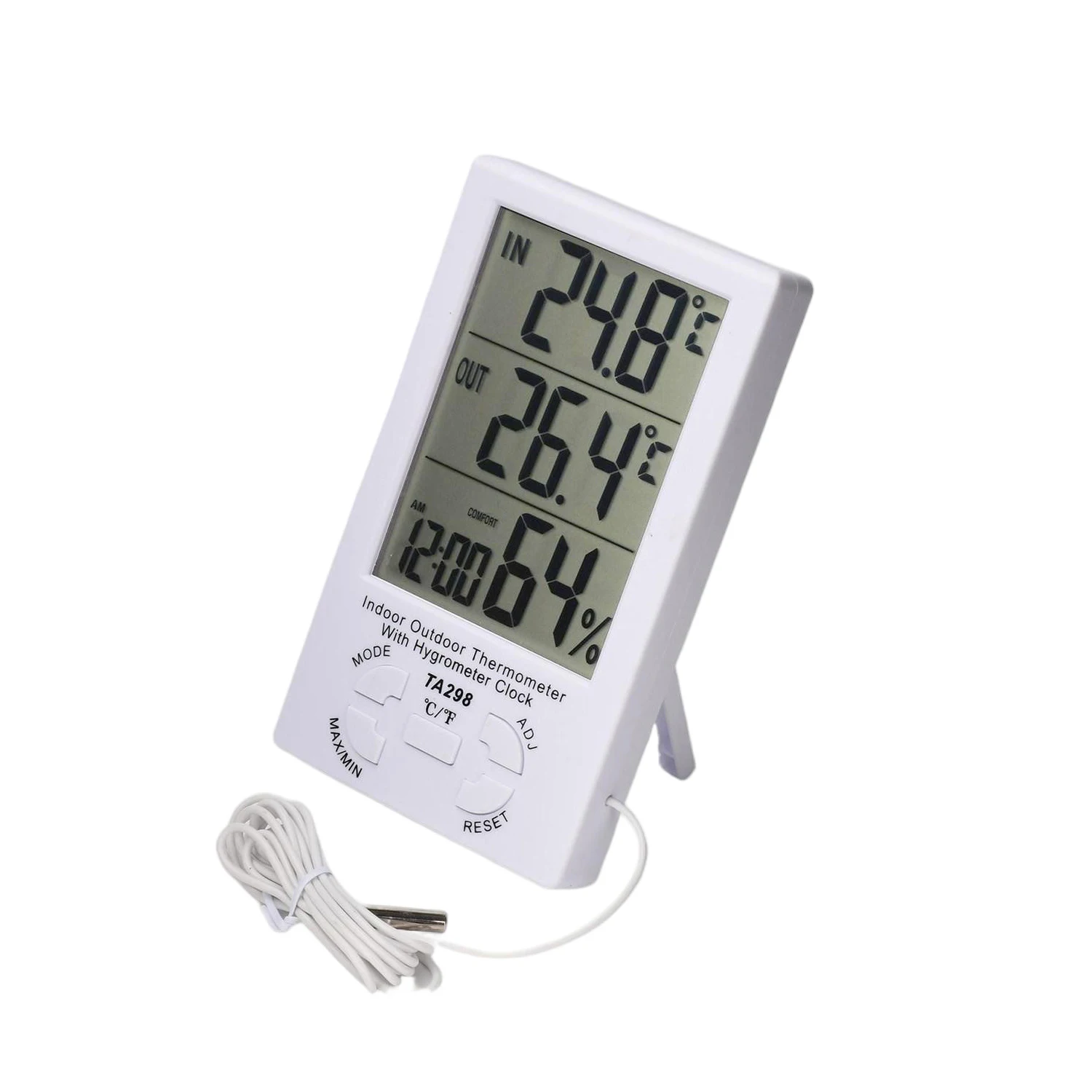 -4070 ℃ 디지털 온도계 습도계 LCD 디스플레이 10-99%RH(1.5m 프로브 포함) C/F 스위치 최대 최소 메모리 온도 습도 측정기