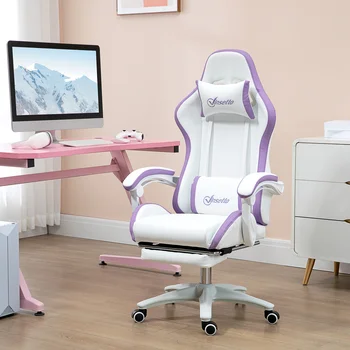 Vinsetto Racing Style Gaming Chair with Reclining Function Footrest,White