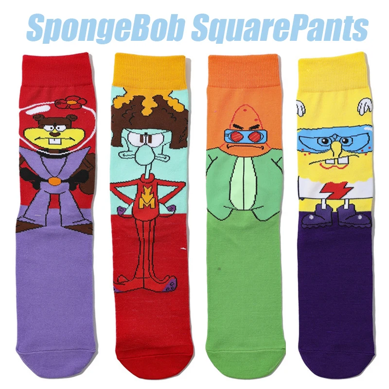 Spongebob Patrick Star Socks Anime Men Cotton Sports Socks Primavera Autunno Soft Traspirante High Tube Casual Skateboard Socks Gift