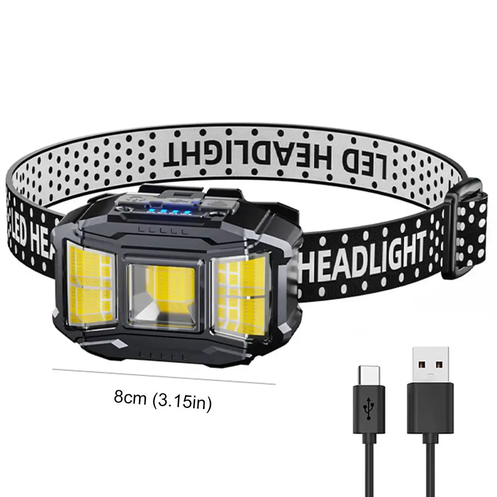 Waterproof COB LED Headlamp USB Charging for Outdoor Night Fishing