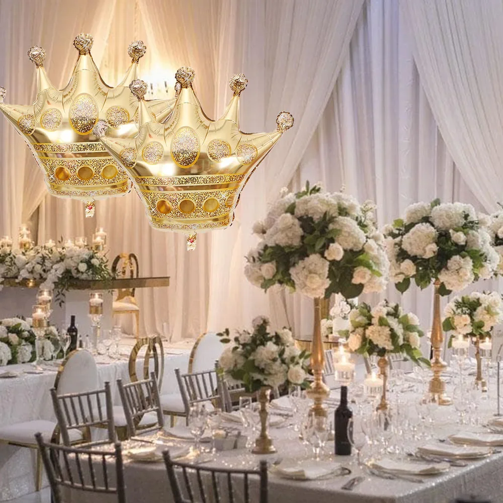 Anniversary Balloons Decoration Gold Crown Foil Balloon Set of 3 Gold crown foil balloon set